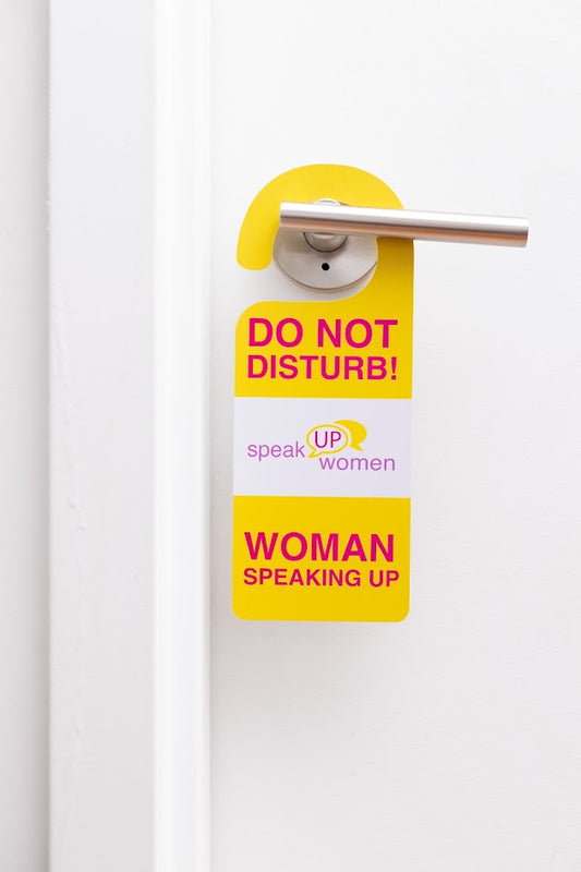 “Do Not Disturb! Woman Speaking Up” Door Hanger